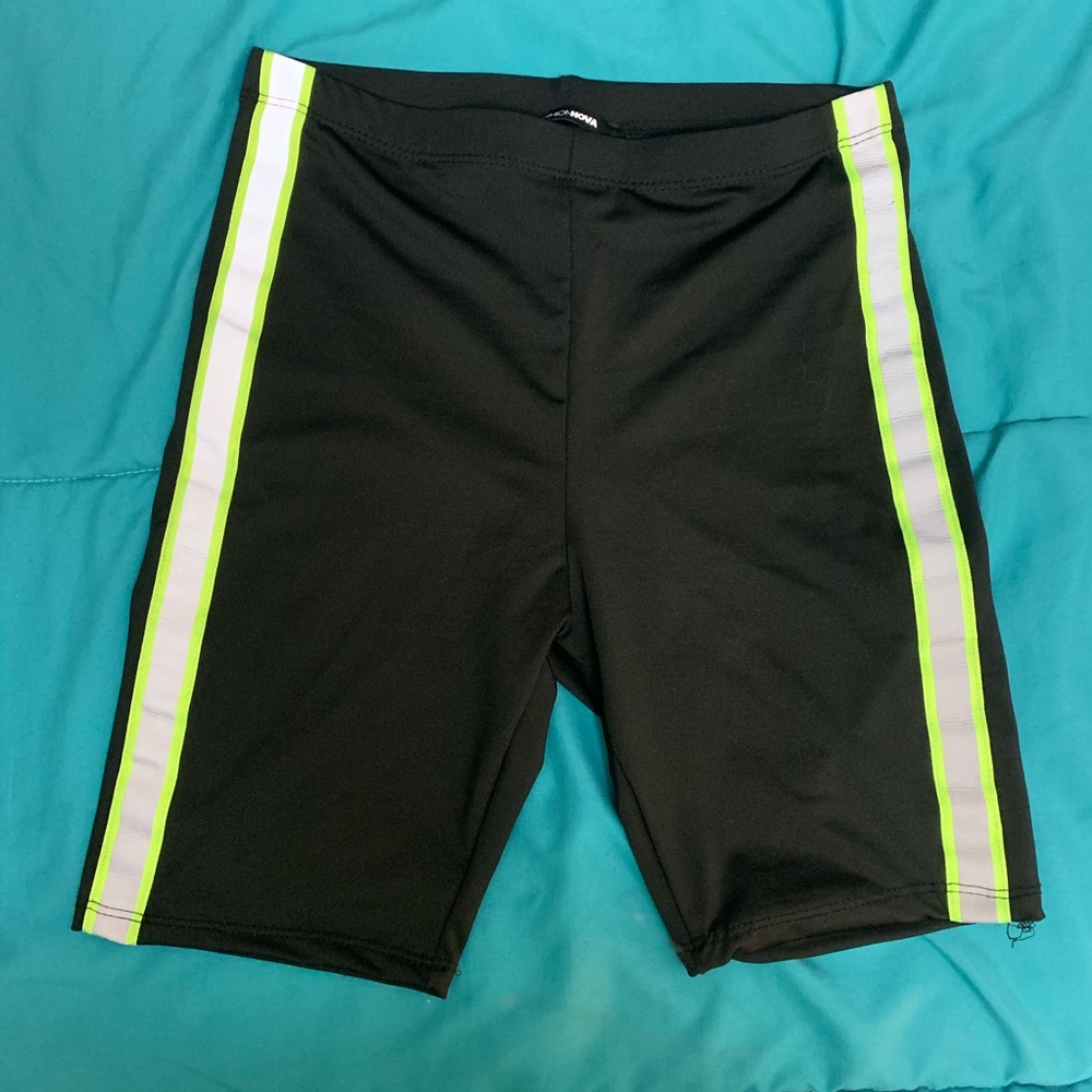 Neon Striped Biker Shorts
